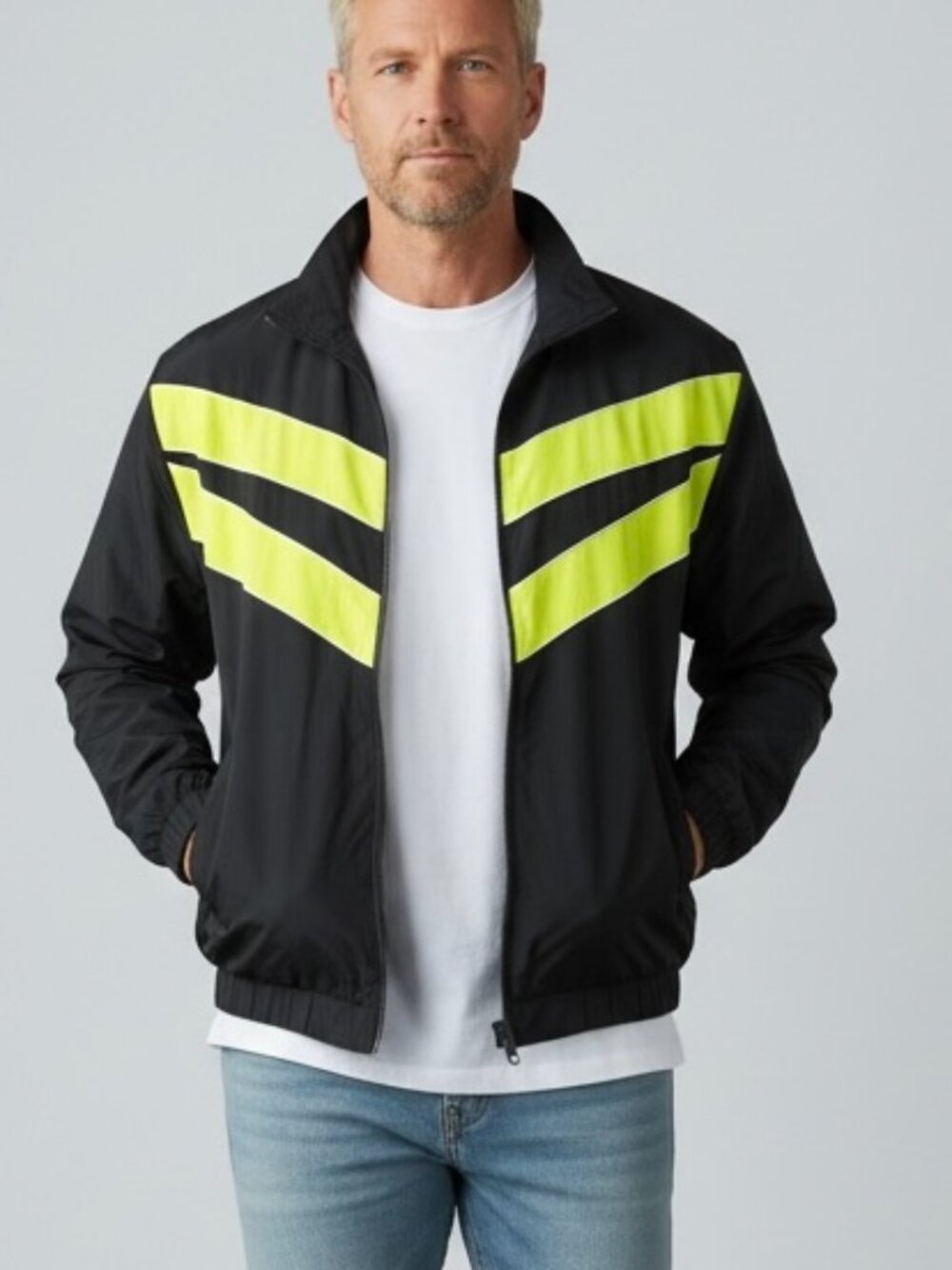 NEW Forever 21 Men’s LARGE Nylon Windbreaker Full Front Zip NWT